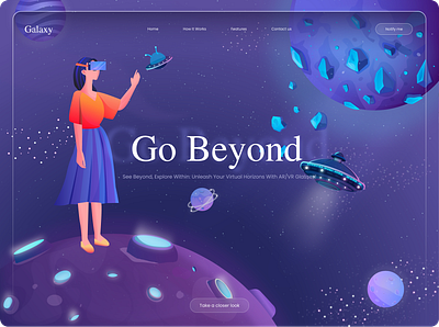 Go Beyond: VR/AR Exploration UI & Illustration ar concept cosmos creative digital art dribbble experience design exploration futuristic graphic design illustration immersive landing page product design reality space ui design user interface virtual vr