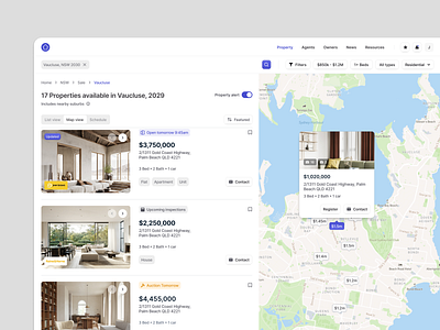Real Estate Light Mode analytics clean data design details home interface list manage map minimal product property real estate search settings ui ui design ux ux design