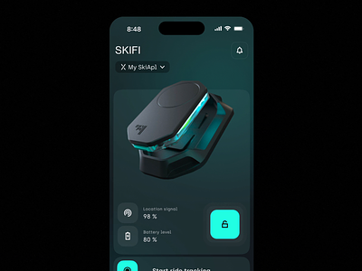 Skifi micro-interactions animation app dark dashboard free-skiing iosapp iphone14pro mobileapp motion motion graphics skiing smart smartapp smartdevice tracking ui ux