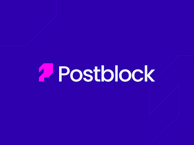 Postblock – Logo Design block blue branding dark design flat graphic design logo minimal minimalism minimalist night p letter pink postblock square