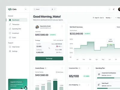 Calix - Finance Dashboard dashboard dashboard design exchange dashboard finance finance dashboard investment dashboard savings dashboard ui uiux dashboard ux