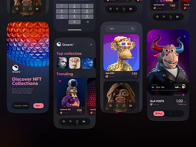 Oceanic – NFT Marketplace app bitcoin blockchain brand crypto design flat interface market nft token ui ux visual
