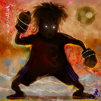 "Boxing Champ'" art boxe branding cartoon character color pencil comic cover dark design draw dream fun illustration manga music painting texture water ink