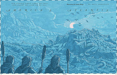 The Atlantic – “America’s Atlantis” Illustration Series america ancient archaeology atlantis channel islands clovis people columbia river editorial engraving etching explorers history ice age illustration mammoth myth paleoindian prehistoric the atlantic magazine world