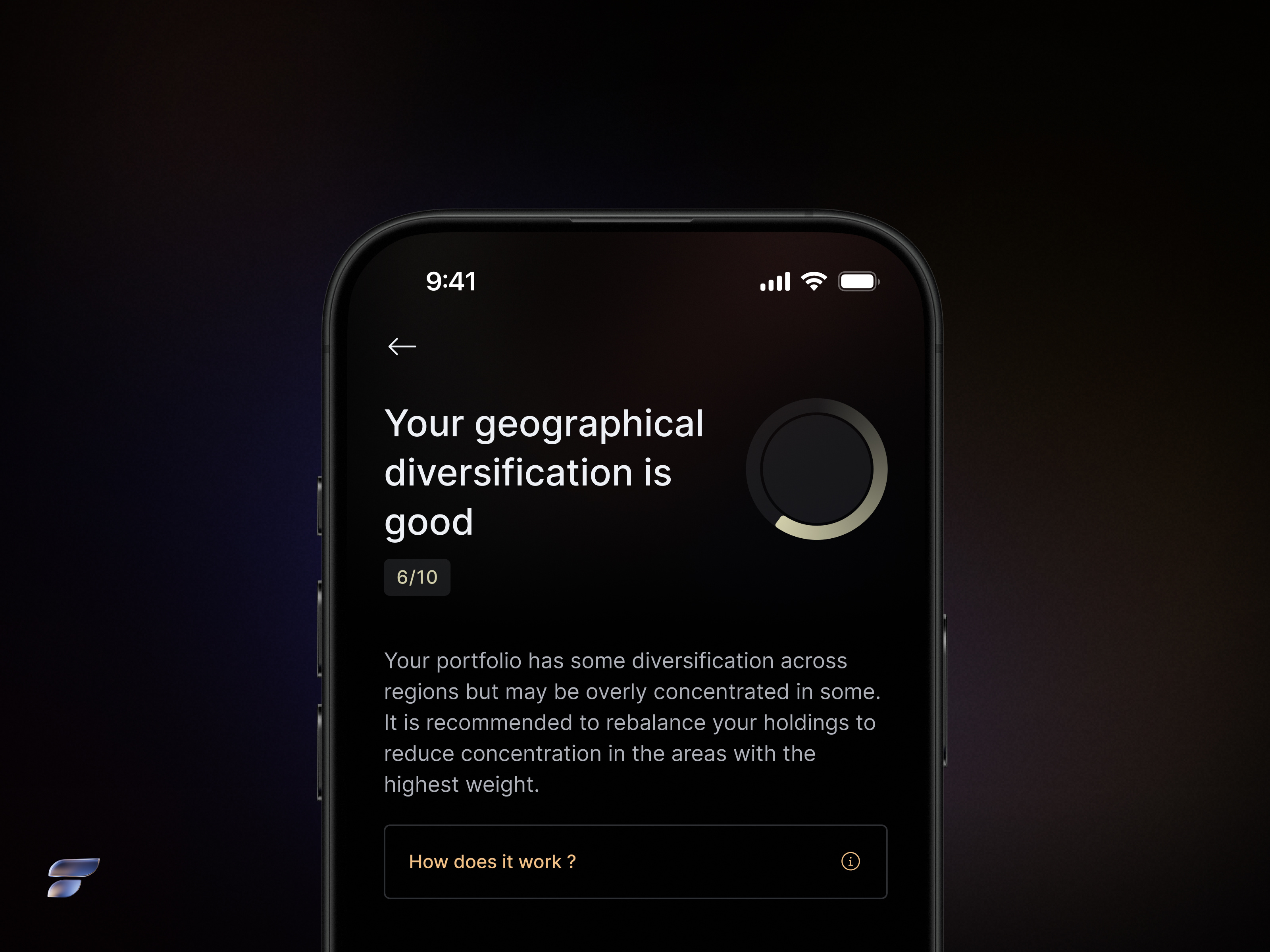 Finary - geographical diversification analytics contry design diversification filter finance financial finary gradient list management money progression repartition ui
