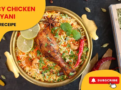 Chicken Biryani Youtube Thumbnail adobe illustrator biryani branding chicken chicken biryani design graphic design illustration poster social media thumbnail youtube thumbnail