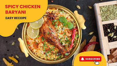 Chicken Biryani Youtube Thumbnail adobe illustrator biryani branding chicken chicken biryani design graphic design illustration poster social media thumbnail youtube thumbnail