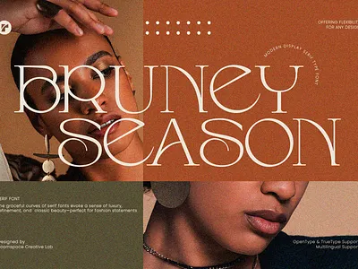 Bruney Season Font - Elegant Display aesthetic bold branding contrast creative design display elegant illustration luxury magazine modern packing serif skincare typography ui unique