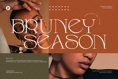 Bruney Season Font - Elegant Display aesthetic bold branding contrast creative design display elegant illustration luxury magazine modern packing serif skincare typography ui unique