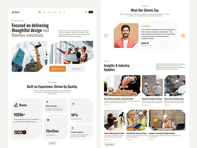 Responsive Construction Company Website Design UIUX Design interface product service startup ui ux web