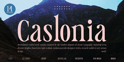 Caslonia - Nostalgic Classic Serif bold branding classic contrast design display illustration logo luxury magazine modern nostalgic realitu serif stylish typography ui