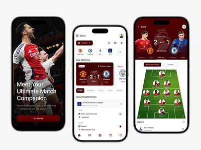 Scory - Live Score App application live score live score app livescoreapp soccer football ui ui design uiux