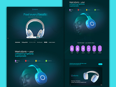 🎧 Just Launched: aSonic — Precision Sound. Pure Immersion. animation design landing landing page design productdesign ui ui design uiux ux design