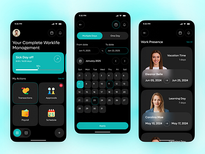 HR Management Mobile App app app design b2b enterpriseui hrapp hrmanagement hrui human resources ios managementapp mobile mobile app mobile ui productivityapp recruitment ui ui design uiux workforceapp