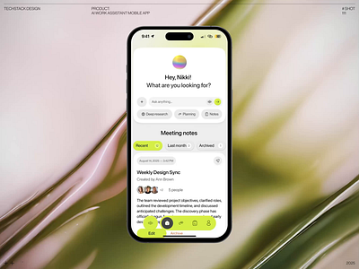 AI Work Assistant Mobile App ai animation app design design interface meeting notes mobile mobile app ui ui design work work assistant