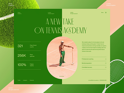 Tennis Academy — Website design clean creative design ecommerce hero interface landing page layout minimal product shop sports tennis typography ui ui design ux ux design web design website