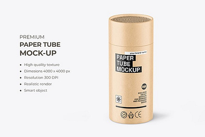 Kraft Paper Tube Mockup PSD branding cap chips crisps kraft kraft paper tube kraft paper tube mockup psd matte pack package paper paper tube