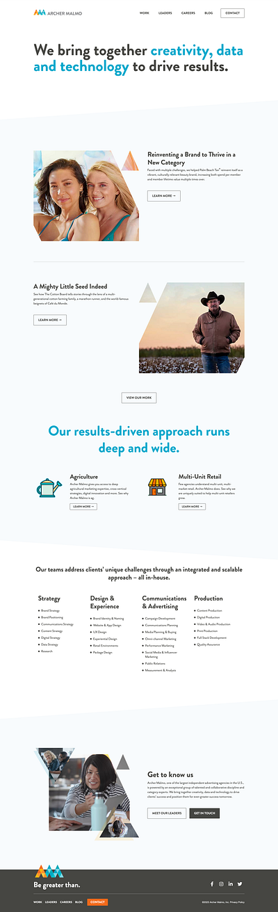 Archer Malmo design homepage ui ux wordpress