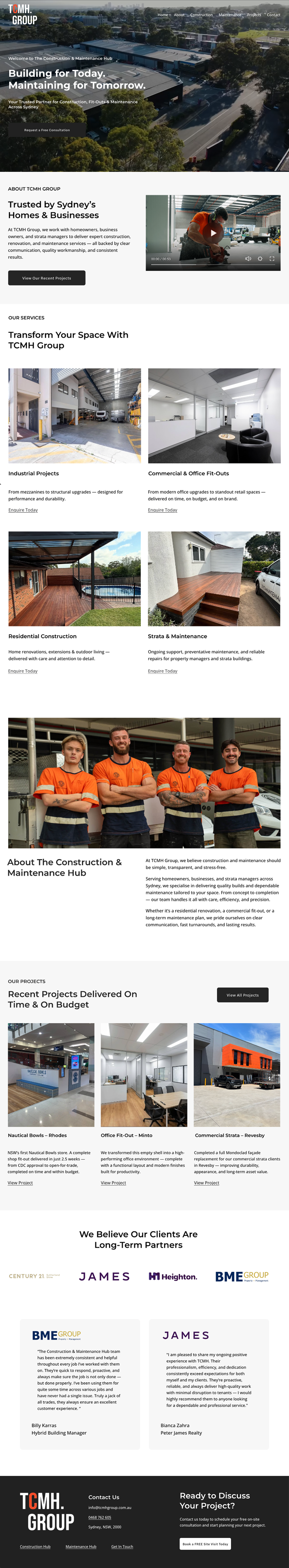 Construction & Maintenance Website animation branding building construction graphic design logo ui webdesign