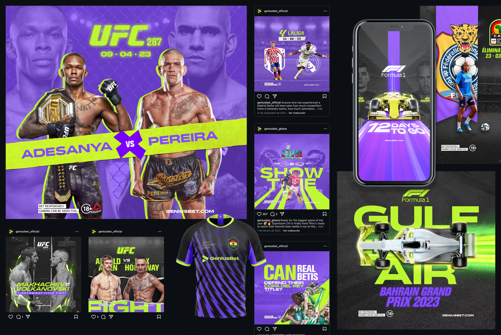 Posts Instagram / Redes Sociales / GeniusBet adds branding graphic design instagram posts social media