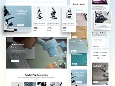 Microlex - Microscope Ecommerce Landing Page agensip card clean ecommerce health industry lab laboratory landing page medical microscope overlap price products responsive section thumbnail ui design ux design website