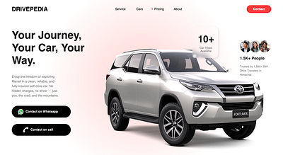 DRIVEPEDIA – Smart Car Rental UI with React & Framer Motion animation branding car car rental framer graphic design logo react tailwind ui