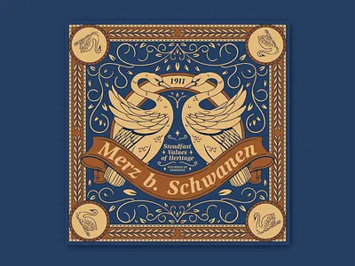 Merz b. Schwanen — Heritage Swan Scarf brand identity art