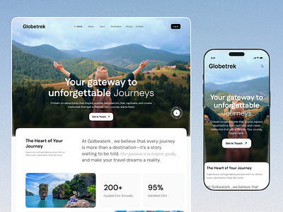 Globetrēk - Website & Mobile Responsive interface journey minimal mobile popular startup travel ui ux web website