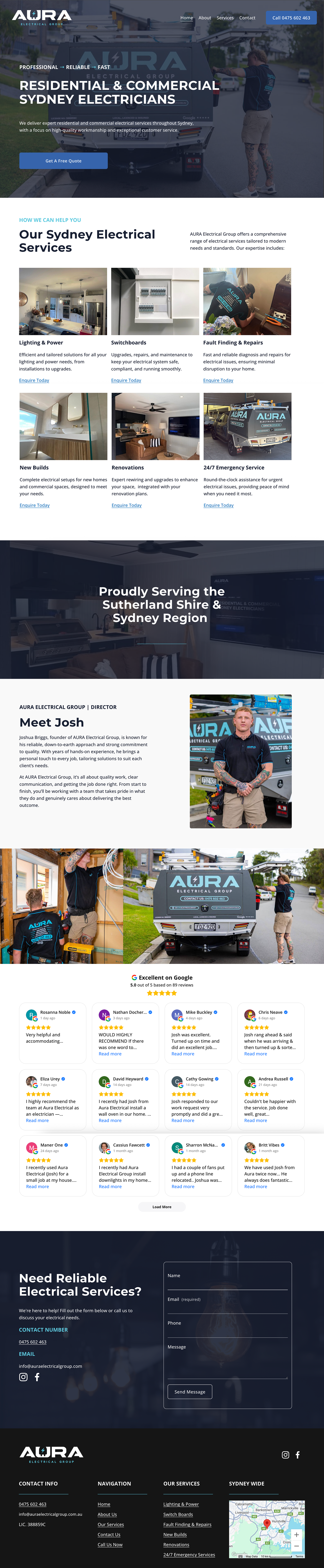 Sydney Electrician Website construction electrician logo ui webdesign