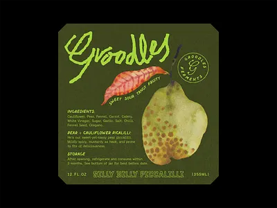 Groodles - Pickles - Branding & Packaging branding food fruit graphic design hand drawn illustration label logo packaging pear pickles poster print typography watercolour