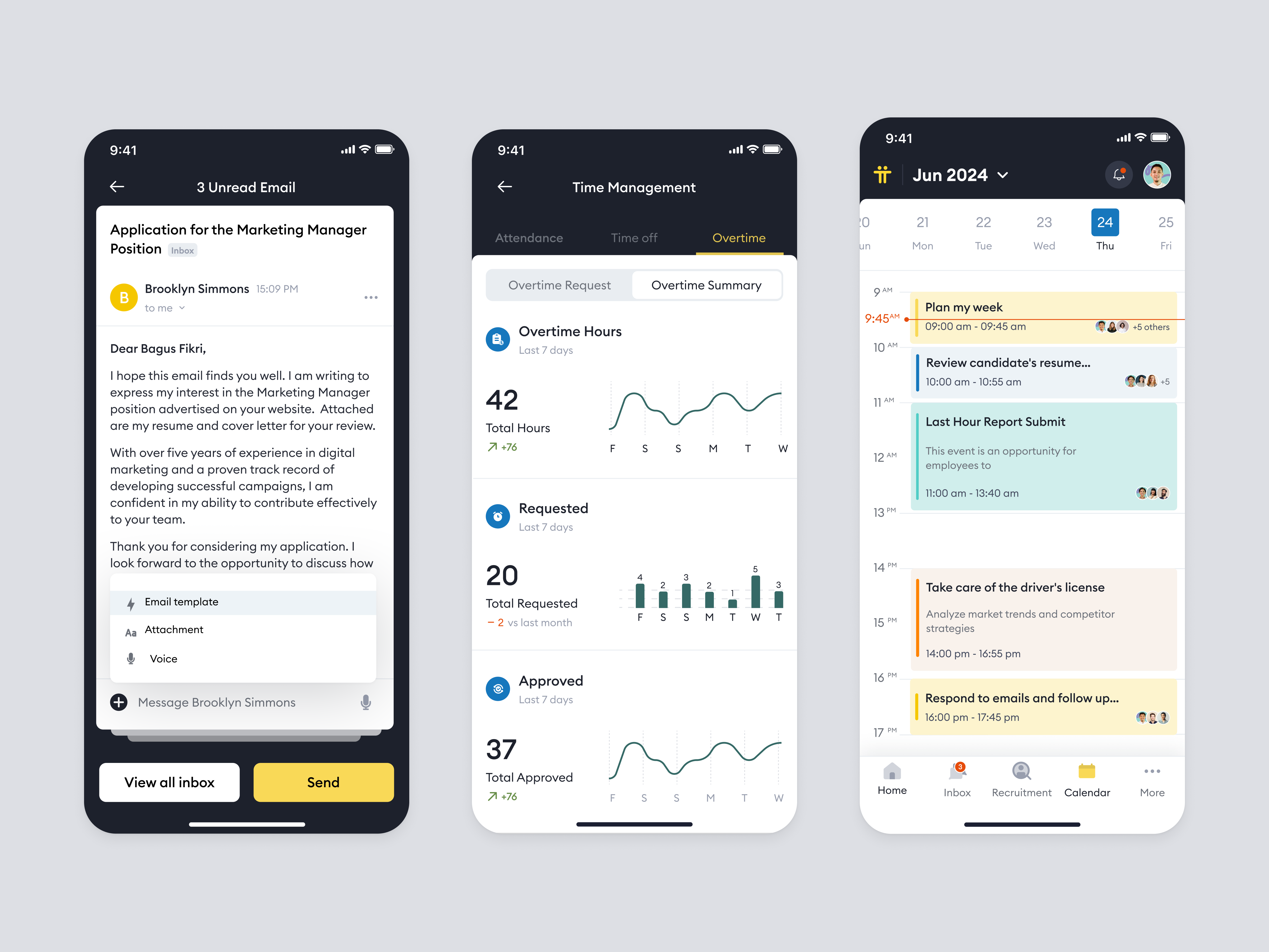 Tiimi — Mobile App for HR Management calendar event candidates company dashboard employee management hiring hr hr management hrd human resources job mobile design mobile ui product design recruitment saas saas design staff ui ux