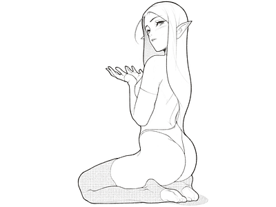 fairy black and white body character character design comic details draw drawing fairy fantasy girl halftone illustration line minimal monochrome pencil procreate simple sorceress