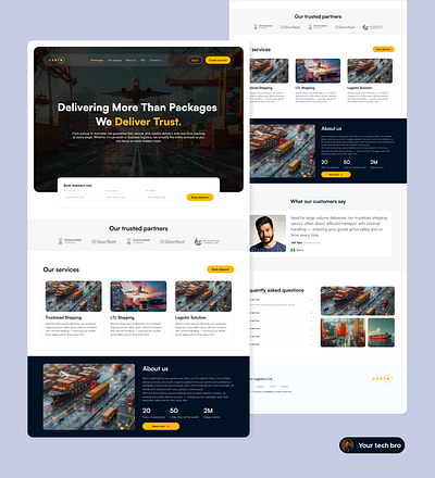Logistics landing page website delivery landing page logistics ui ui design ux ux design website