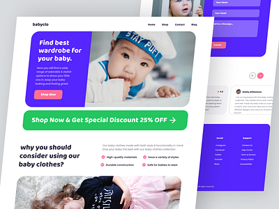 Babyclo - Baby Clothes Landing Page baby baby cloth baby product baby shop branding clothes design ecommerce landing page landing page design landing page ui minimalist shop simple ui uitrends web web design website website design