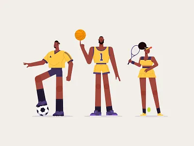 Sports Illustration app athletes basket branding character illustration soccer sports tennis vector