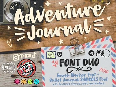 New Adventure Journal Font Duo alwaysbecoloring branding bullet journal design font graphic design illustration logo procreate typography ui