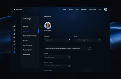 Account Settings- DailyUI #007 3d account accounts accountsetting accountsettings animation dail ui dailyui glass graphic design liquidglass setting settings ui userprofile