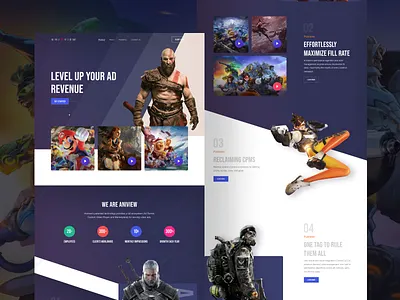 Video Management and Advertisement Platform Design 3d boost video character desktop ecommercial ecosystem game design gaming landig page interface minimalistic mobile platform landing page product revenue tech website video game website