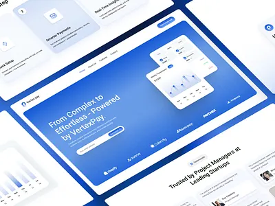 VertexPay - Fintech Website Design analytics dashboard clean design concept design dashboard ui fintech design landing page landing page design modern ui payment gateway product design saas ui ui ux user experience user interface web app design web design