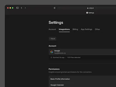 Settings / Integrations clean intergrations settings ui ux