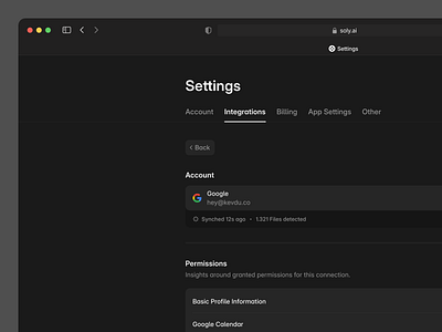 Settings / Integrations clean intergrations settings ui ux