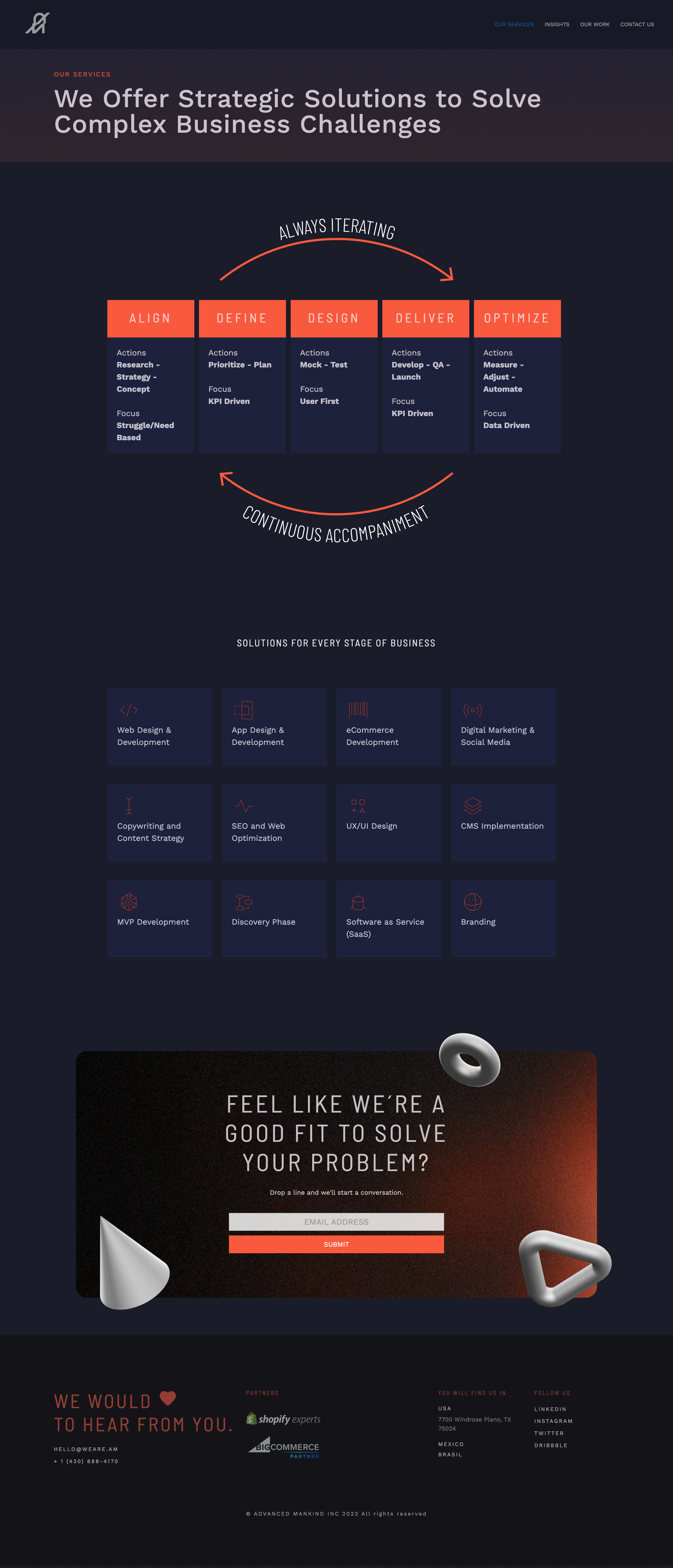 Advanced Mankind Services Page animation branding design ui ux webflow
