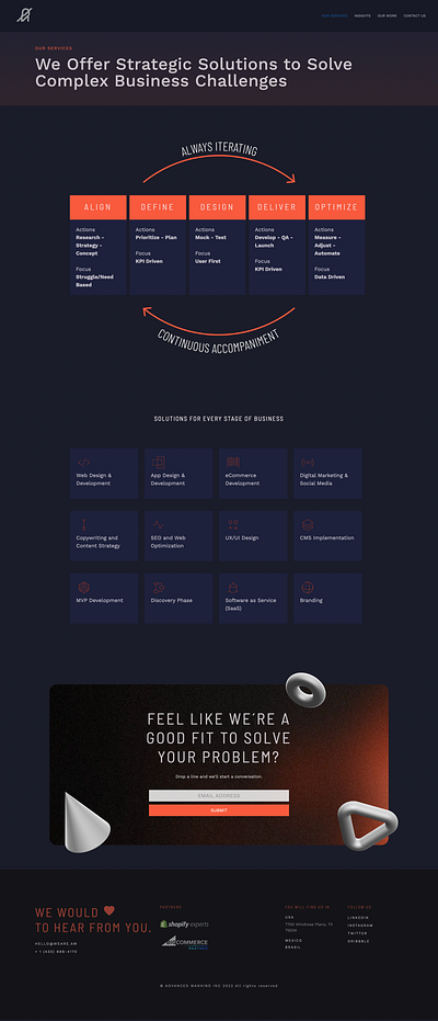 Advanced Mankind Services Page animation branding design ui ux webflow