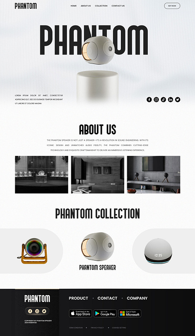 PHANTOM SPEAKER WEB DESIGN app branding design elementor figma graphic design illustration landing page logo ui uiux vector web web design website website design