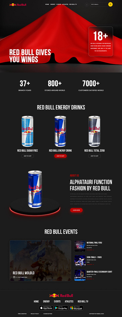 RED BULL WEBSITE DESIGN app branding design elementor figma graphic design illustration landing page logo ui ui design uiux vector web web design website website design wordpress