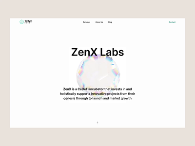 ZenX Labs Site Development acceleration cuberto decentralized incubator interaction investment labs landing page motion graphics product ui ux web