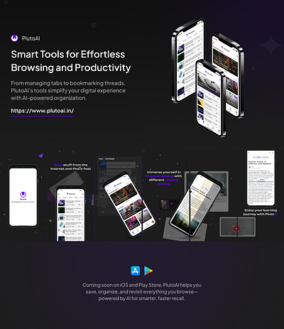 PlutoAI – Smart Collections & AI-Powered Bookmarking bookmark branding collections plutoai ui
