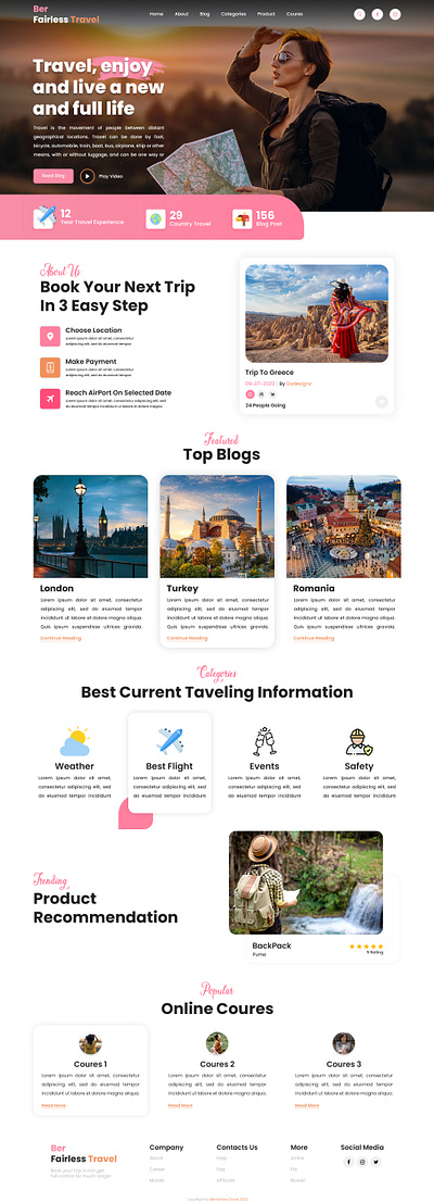 BAR FAIRLESS TRAVEL WEB DESIGN app branding design elementor figma graphic design illustration landing page logo ui uiux vector web web design website website design