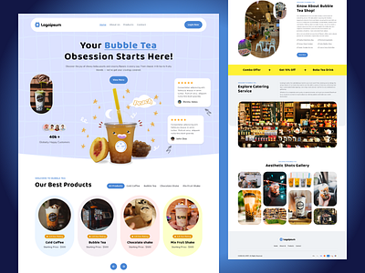 🧋 Boba Bliss – Refreshingly Sweet Landing Page UI blue bobatea branding cleanui design landingpage minimal shake trending typography ui website
