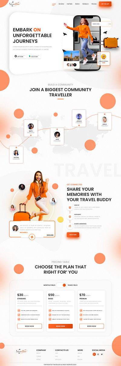 TRAVELLER WEBSITE DESIGN app branding design elementor figma graphic design illustration landing page logo ui uiux vector web web design website website design wordpress